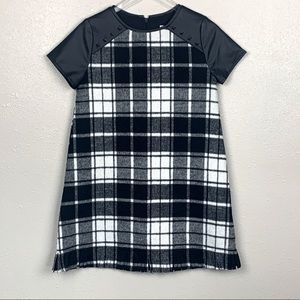 Mayoral Black & White Plaid Faux Leather Dress